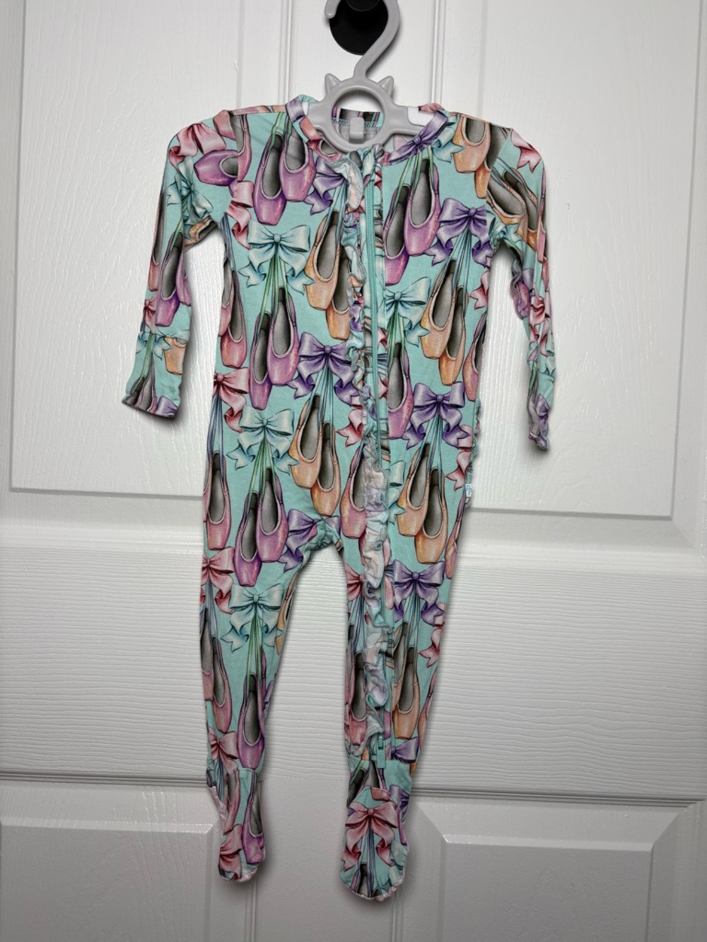 Posh Peanut Irina Ballet Slippers Ruffle Footie Zippy Pajamas 3-6M